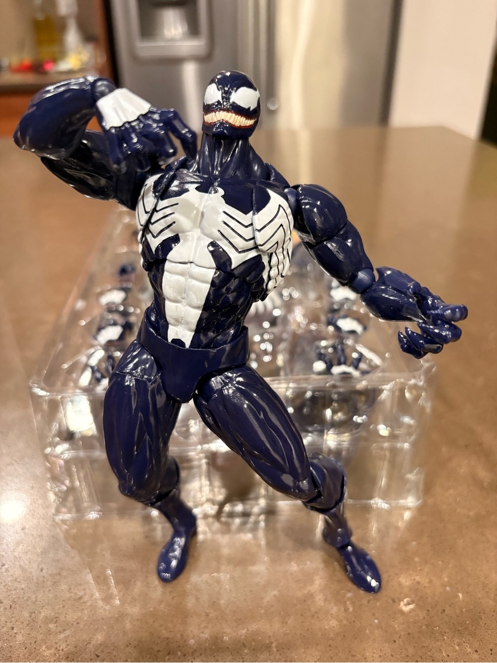 Marvel-Inspired Symbiote Action Figure - Navy Blue & White